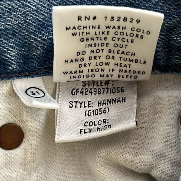 GRLFRND Hannah distressed high waist cropped blue jeans in Fly High Size 31 - Picture 13 of 13